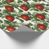 赤いリンゴのグリーン ラッピングペーパー (角)