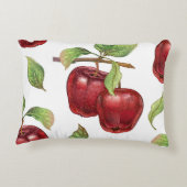 赤いリンゴのシームレスパターン。現実的なヴィンタグ アクセントクッション (裏面)