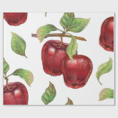 赤いリンゴのシームレスパターン。現実的なヴィンタグ ラッピングペーパー (フラット)