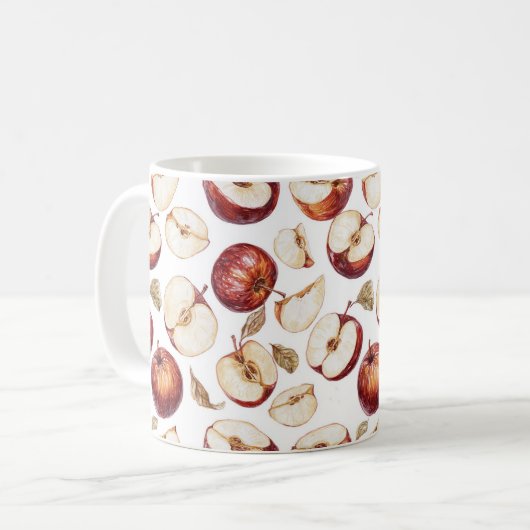 赤いリンゴのスライス フルーツ コーヒーマグカップ (正面左)