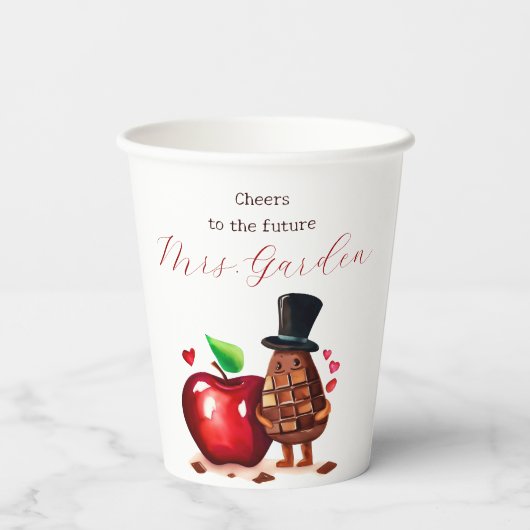 赤いリンゴのブライダルシャワー 紙コップ (裏面)