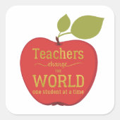 赤いリンゴの学校先生金ゴールドスクリプト引用文 スクエアシール (正面)