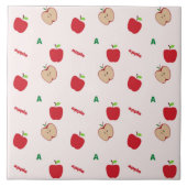 赤いリンゴの文字Aパターン | かわいい新学期 タイル (正面)