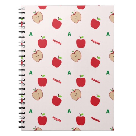 赤いリンゴの文字Aパターン | かわいい新学期 ノートブック (正面)