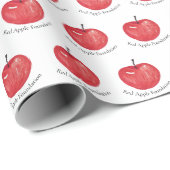 赤いリンゴの水彩画イラスト 名入れ ラッピングペーパー (ロールコーナー)