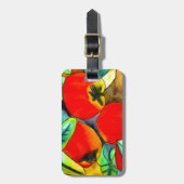 赤いリンゴの水彩画オリジナルアート絵画 ラゲッジタグ (正面縦)