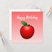 赤いリンゴの誕生日カード カード (正面/裏面インサイチュ)