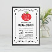 赤いリンゴの黒板教師退職案内 招待状 (スタンド正面)