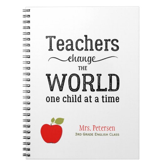 赤いリンゴ引用文とテキスト先生 ノートブック (正面)