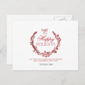 赤いリースのフローリッ企業のクポストカード シーズンポストカード (正面/裏面)