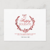 赤いリースのフローリッ企業のクポストカード シーズンポストカード (正面)