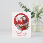 赤いリースの写真はがき ポストカード (スタンド正面)