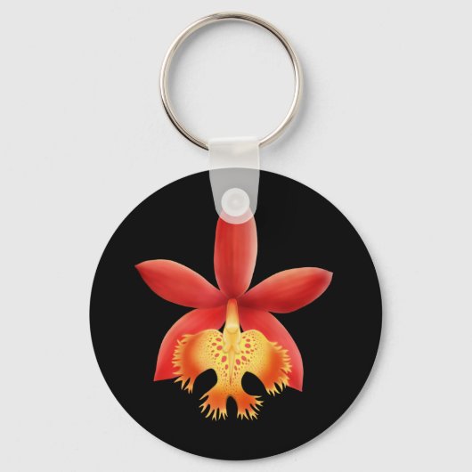 赤いリードステムエピデンラムラン花 キーホルダー (正面)