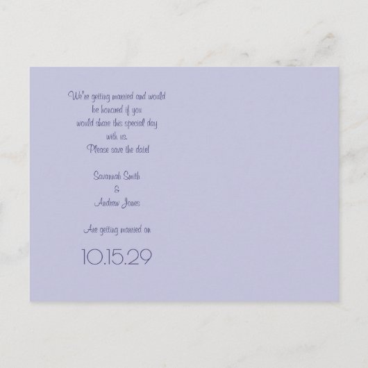 赤いリーフハートツリー日付の保存 案内ポストカード (裏面)