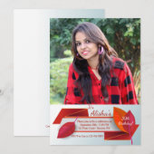 赤いリーフバナーの写真招待状 招待状 (正面/裏面)