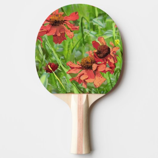 赤いルドベキアの花 卓球ラケット (正面)