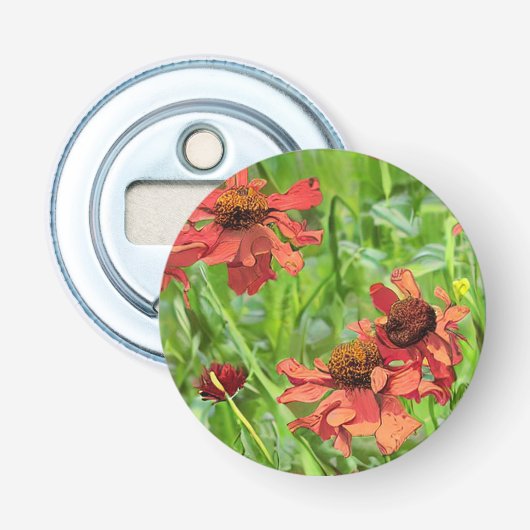赤いルドベキアの花 栓抜き (正面)