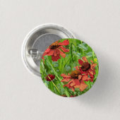 赤いルドベキアの花 缶バッジ (正面&裏面)