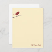 赤いルビンの鳥の枝 クリームベージュ 感謝のメモ ノートカード (正面/裏面)