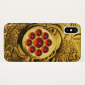 赤いルビー宝石の宝石の金ゴールドグリフィン付きモン Case-Mate iPhoneケース (裏面(横))
