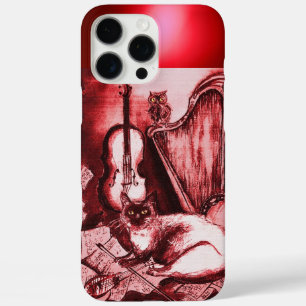 赤いルビー玉にフクロウを入れたミュージカル猫 iPhone 16 PRO MAXケース
