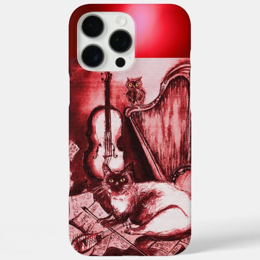 赤いルビー玉にフクロウを入れたミュージカル猫 Case-Mate iPhoneケース (裏面)