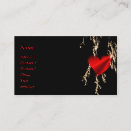 赤いレインボーハート(黒) 名刺 (正面)