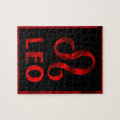 赤いレオの占星術の記号 ジグソーパズル (横)