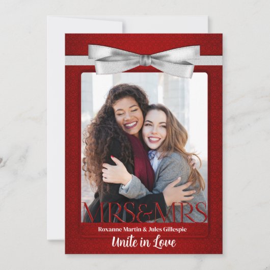 赤いレズビアン ゲイ 二人の花嫁の結婚式 招待状 (正面)