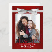 赤いレズビアン ゲイ 二人の花嫁の結婚式 招待状 (正面/裏面)