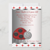 赤いレディバグの女の子の6歳の誕生日パーティー 招待状 (裏面)