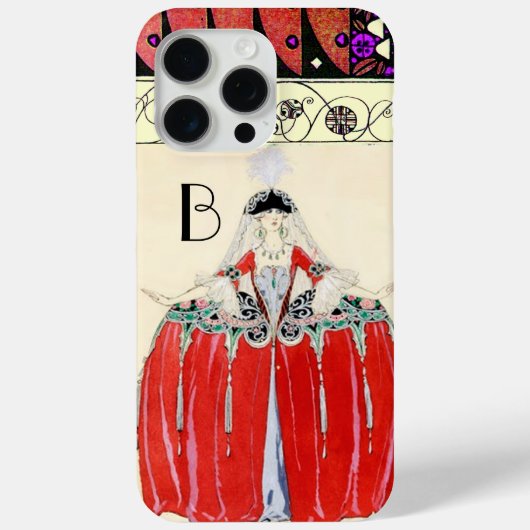 赤いレディ、美しいファッション衣装デザインモノグラム Case-Mate iPhoneケース (裏面)