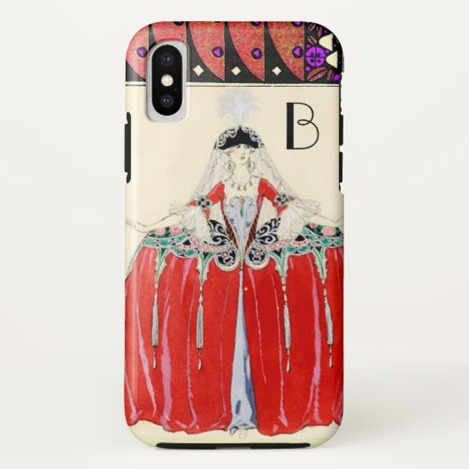 赤いレディ、美しいファッション衣装デザインモノグラム Case-Mate iPhoneケース (裏面)