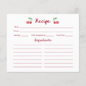 赤いレトロさくらんぼ | ブライダルシャワーレシピカード (正面)