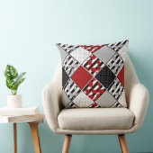 赤いレトロなパッチワークの白黒 クッション (椅子)