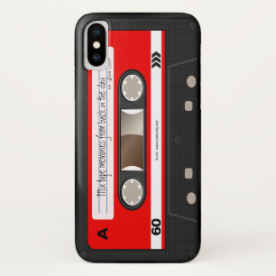 赤いレトロのカセットテープのパーソナライズな箱 iPhone X ケース