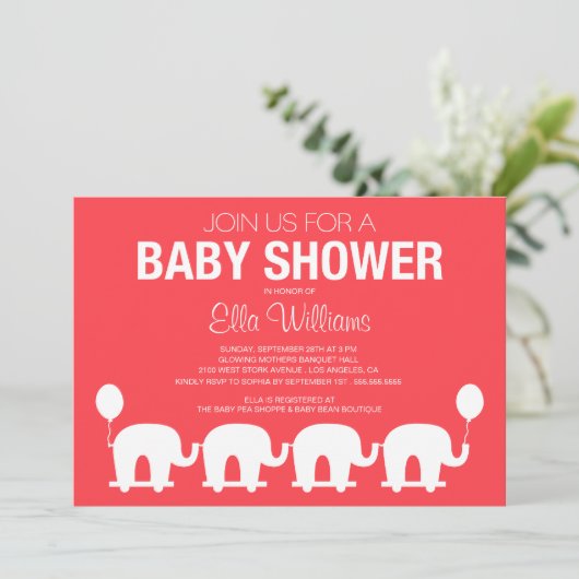 赤いレトロのサーカス%PIPE%のベビーシャワーの招待状 招待状 (スタンド正面)