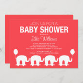 赤いレトロのサーカス%PIPE%のベビーシャワーの招待状 招待状 (正面/裏面)