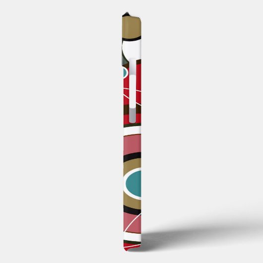 赤いレトロのモダンでファンキーな抽象芸術の円の電話箱 Case-Mate iPhoneケース (裏面 / 左)