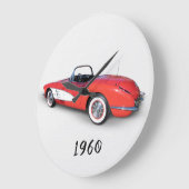 赤いレトロの変換可能なコルベット ラージ壁時計 (傾斜)