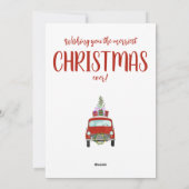 赤いレトロカーギフト付きホリデーカード シーズンカード (裏面)