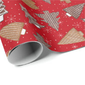 赤いレトロジンジャーブレッドCookieクリスマス ラッピングペーパー (ロールコーナー)