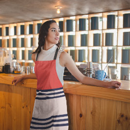 赤いレトロストライプ エプロン