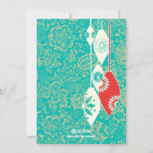 赤いレトロメリーと明るい家族の写真カード シーズンカード (裏面)