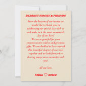 赤いレトロヴィンテージタイポグラフィ写真 サンキューカード (裏面)