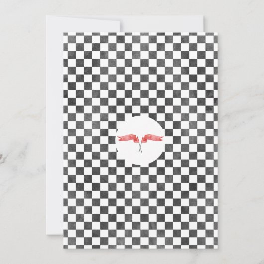 赤いレーシングカーバルーンゾウ1歳の誕生日 招待状 (裏面)