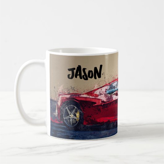 赤いレーシングカー コーヒーマグカップ (左)