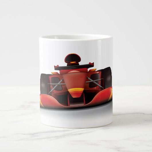 赤いレーシングカー ジャンボコーヒーマグカップ (正面)