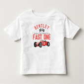 赤いレーシングカー　ファーストバースデー　男の子用Tシャツ トドラーTシャツ (正面)