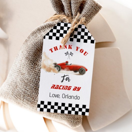 赤いレーシングカー 男の子 レース 誕生日 ありがとう ギフトタグ